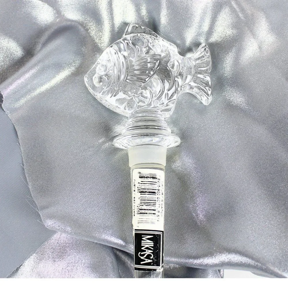 Crystal Fish Wine Bottle Stopper Mikasa Natures Catch Heavy Lead Crystal 5.25
